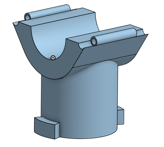 CAD model of the bottom clamp with cylindrical base and twist-and-lock tabs